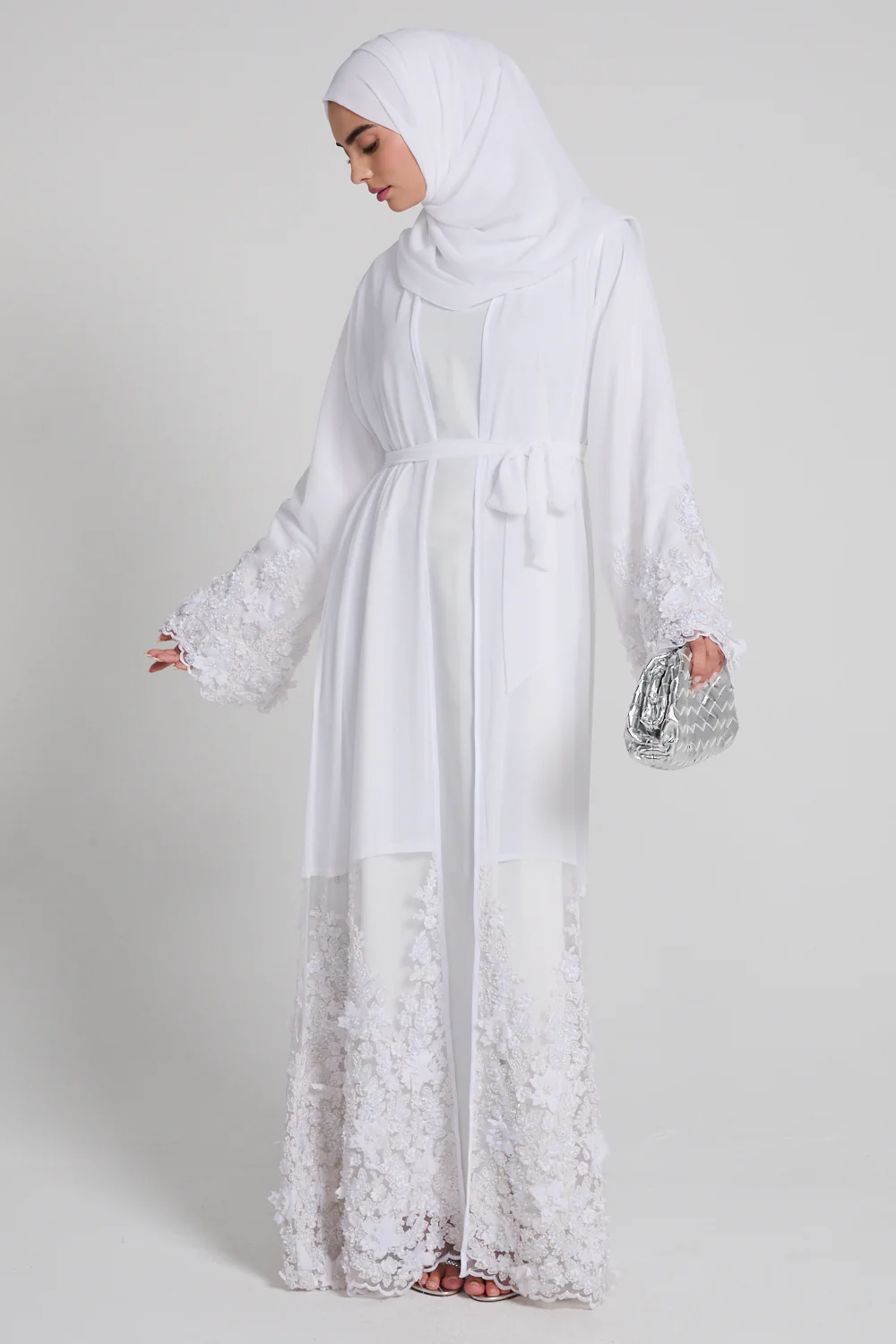 Ivory Lace Bridal Abaya